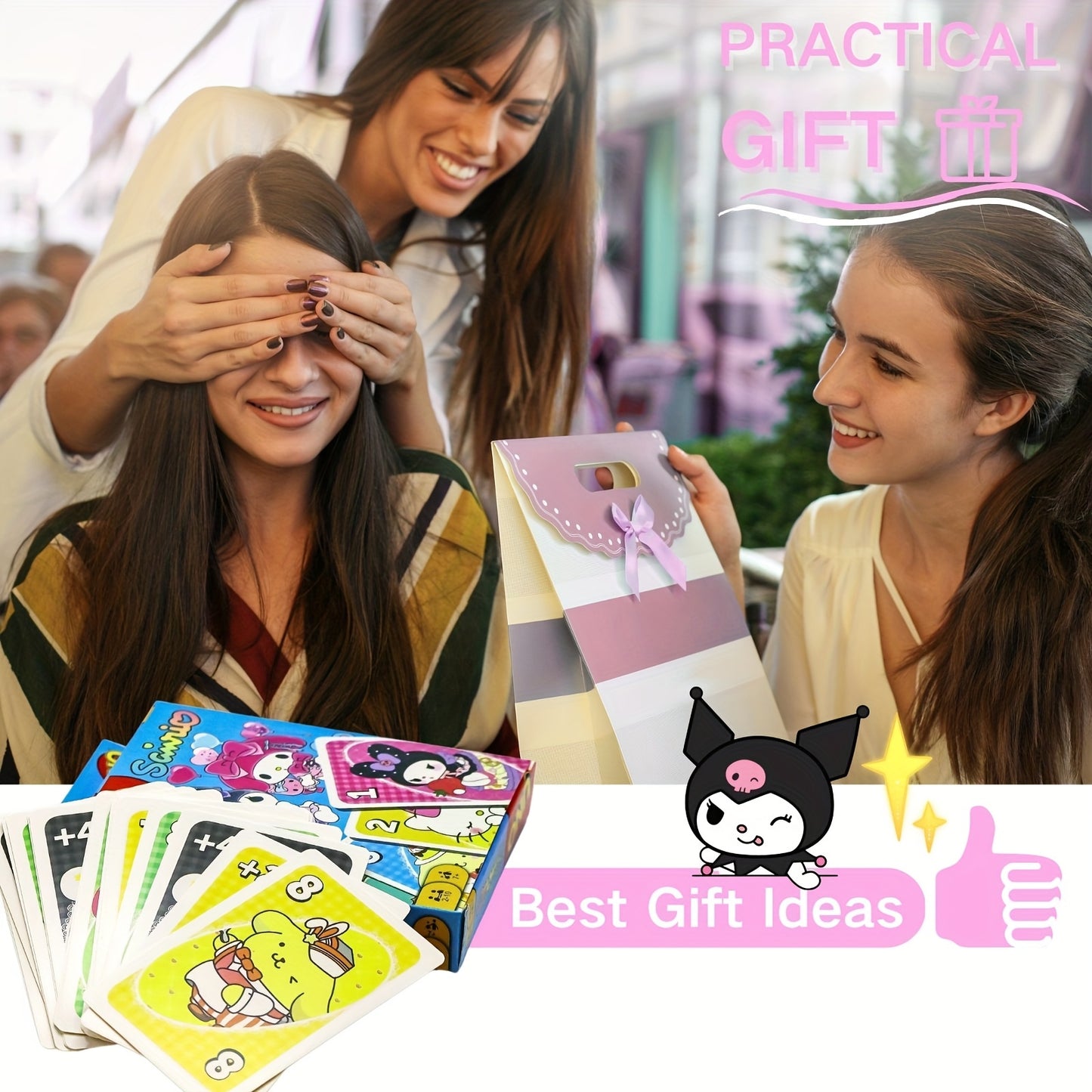 1pc\u002F2pcs Sanrio Elements Game Cards Fashionable and Exquisite Game Cards Suitable for Family Gatherings Outdoor Leisure Time Intellectual Game Exercise Memory Exercise Cards Collectible Cards Holiday Gifts