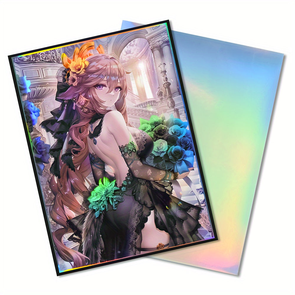 60pcs Holographic Anime Standard Card Sleeves for MTG, Board Game Trading Cards