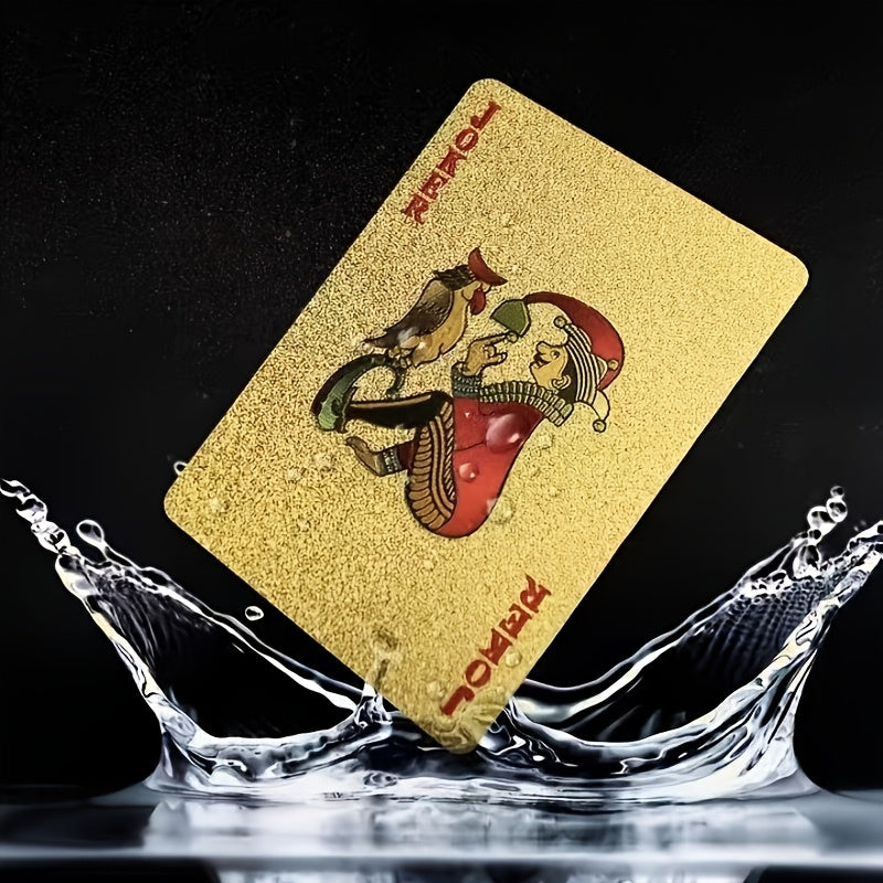 1 Deck Durable Golden Standard Cards 1 Deck Golden Standard Playing Cards - Durable Plastic, Waterproof, Bendable - Ideal for Teens, Party Games & Card Magic Tricks