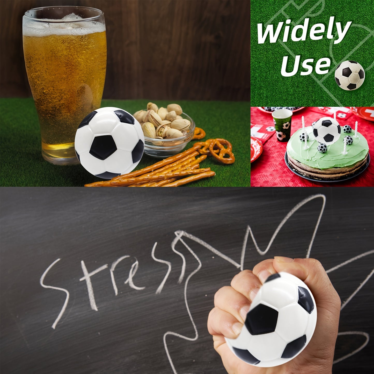 24pcs Mini Soccer Stress Balls - Soft Touch Polyurethane Foam Toys for Anxiety Relief, No Electricity Needed - Durable Squeeze Balls for Youngsters & Adults - Perfect Party Favors & Gifts