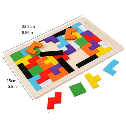 Brighten Up Your Day with Wooden Building Blocks Jigsaw Puzzle Fun Toys