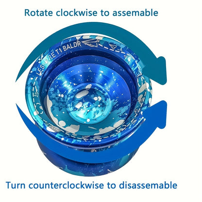 5 Ropes Professional Grade Yoyos, Non-Reactive Aluminum Alloy, Blue, Beginner Outdoor Sports Toy with Gloves and Bearings
