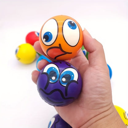 6-Pack Fun Squeeze Balls, Mixed Color TPU Emotional Expression Toys for Party Favors and Therapy Training