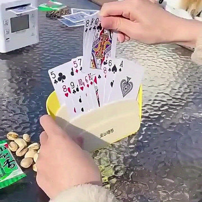 4-Pack Yellow PVC Card Holders, Durable Plastic Material, Universal Fit for Poker & Card Games, No Electricity Needed, Ideal for Family Gatherings & Parties