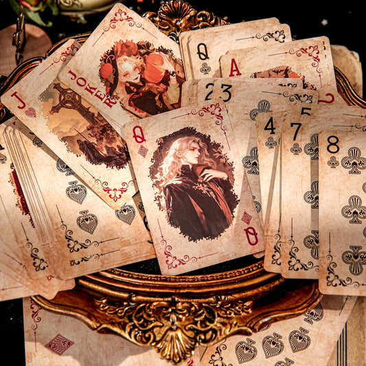 55pcs\u002Fbox Poker Cards Exquisite Retro Magic Dark Mysterious Style, Card Game Multiplayer Game Relaxation Entertainment Party Use Scrapbook Decoration