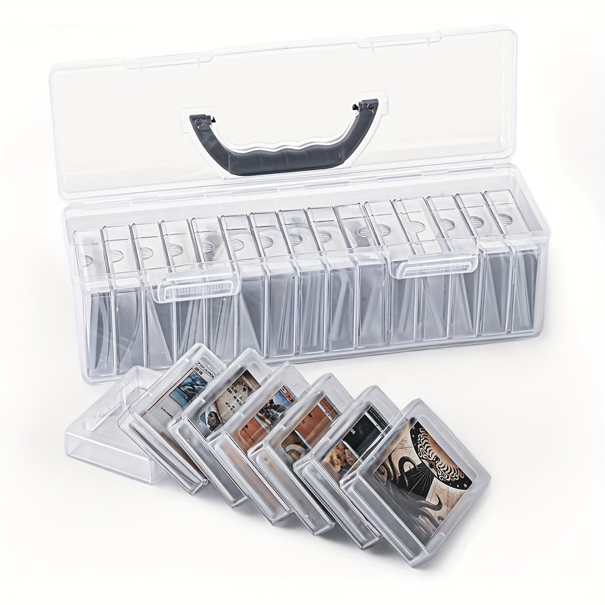 Trading Card Storage Box 900+ Baseball Card Boxes with 13 Independent Card Boxes, Each Can Hold 70 Cards Organizer Transparent Display Box Compatible with Various Cards\u002FSports Cards\u002FMTG