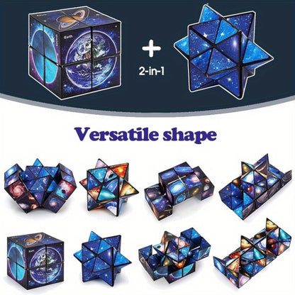 1pc Star Sky Magic Cube Puzzle - 2-in-1 Interlocking Brain Teaser, Durable Plastic Fidget Toy for Spatial Awareness & Logical Thinking, Educational Gift for Teens & Adults