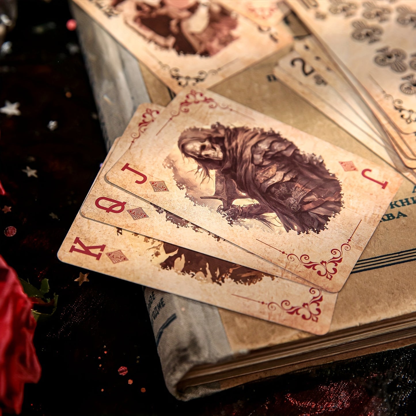 55pcs\u002Fbox Poker Cards Exquisite Retro Magic Dark Mysterious Style, Card Game Multiplayer Game Relaxation Entertainment Party Use Scrapbook Decoration