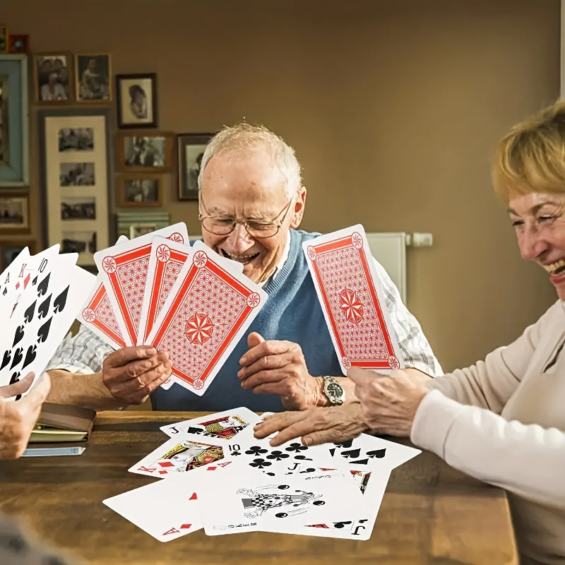 Jumbo Playing Cards for Indoor & Outdoor Fun - Durable Cardstock, Giant Size for Party Games & Holiday Entertainment, with Red & Black Design, Party Game Supplies|Traditional Playing Cards|Bold Suit Markings, Playing Cards Deck