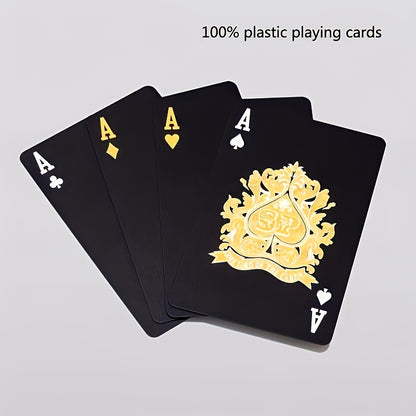 Poker Playing Cards, Set of 54 Collectible Playing Foil Poker Water Resistant, Luxury Black Cards, Limited Edition Black Foil Poker Cards, Family Interaction, Games, Gathering, Groups Activities