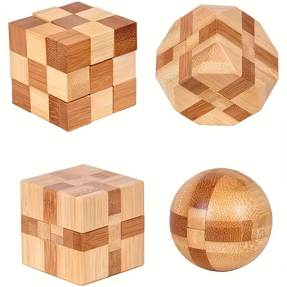 4pcs Kongming Lock Lu Ban Lock Puzzle Toy 's Cube Four-piece Set Brain Teaser Challenge Your Thinking Adult and Teenager Puzzle Toy 's Cube 3D Three-dimensional