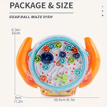 3D Maze Puzzle Ball Game for Youngsters – Blue & Orange Gear Labyrinth Toy with Marble Maze Design, Brain Teaser & Physical Activity Challenge, Durable ABS Material