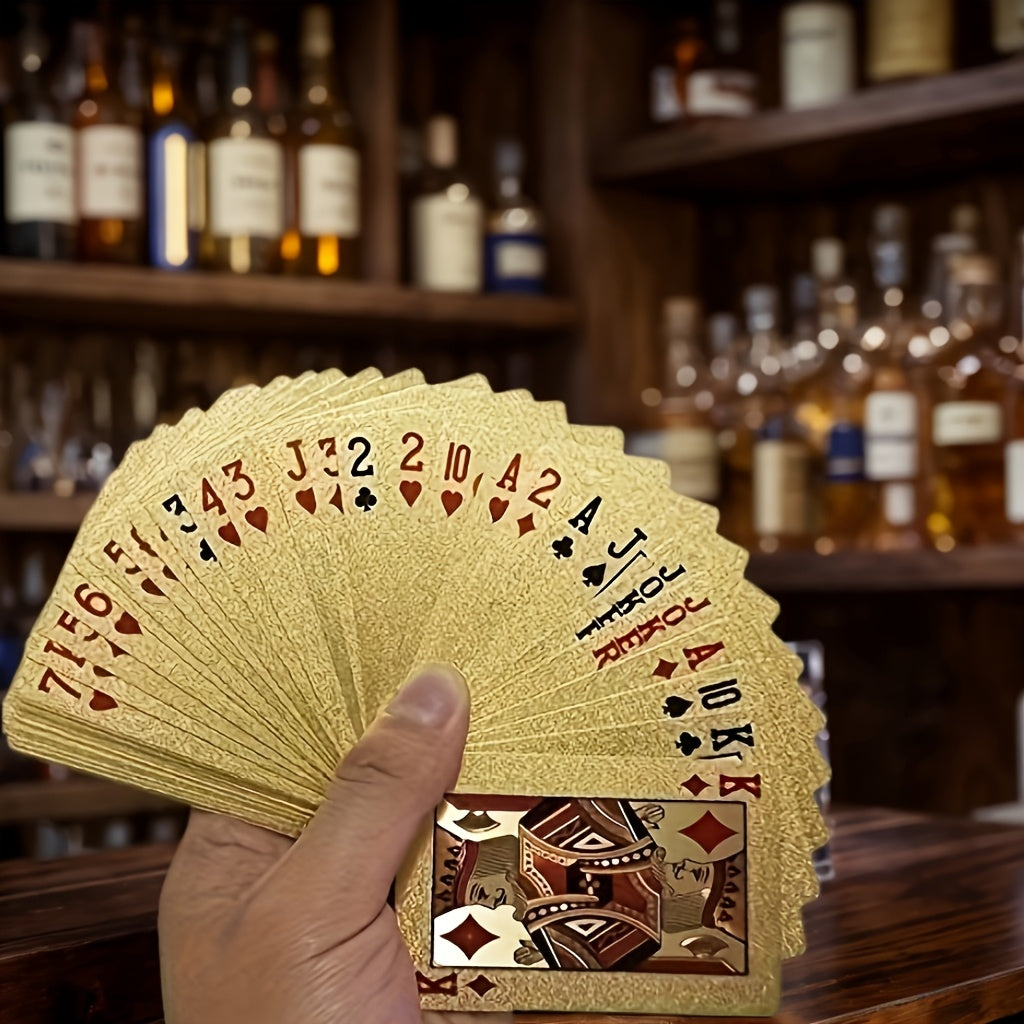 Waterproof and Flexible Golden Deck of Cards - High-Quality Plastic for Parties and Games