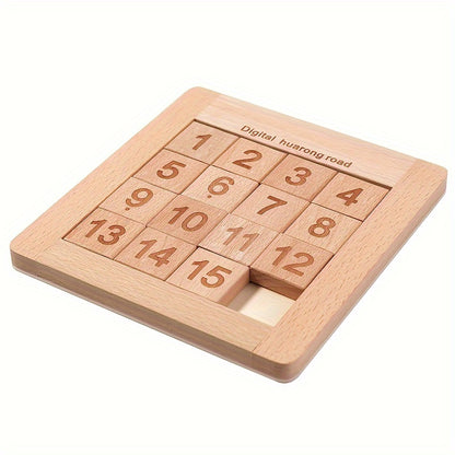 Wooden Number Puzzle Slide Game - Educational Toy for Children 3+, Brain Teaser Number Sliding Puzzle for Cognitive Development, Ideal Thanksgiving & Easter Gift - Mixed Color, 1-15 Number Tiles