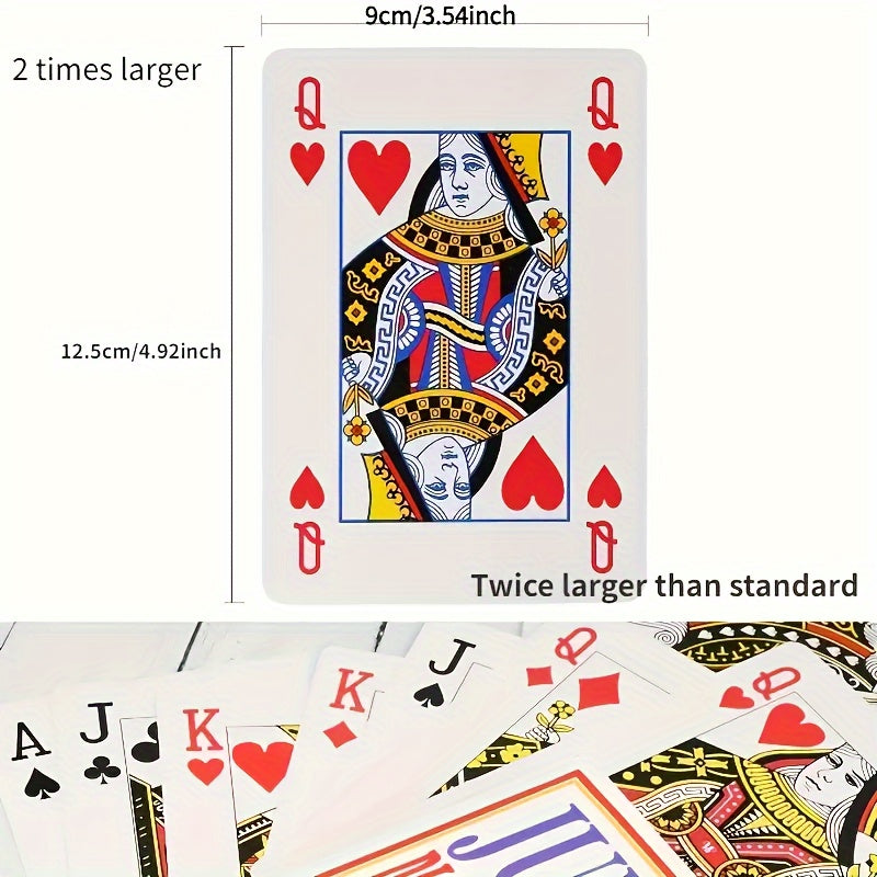 Jumbo Playing Cards for Indoor & Outdoor Fun - Durable Cardstock, Giant Size for Party Games & Holiday Entertainment, with Red & Black Design, Party Game Supplies|Traditional Playing Cards|Bold Suit Markings, Playing Cards Deck
