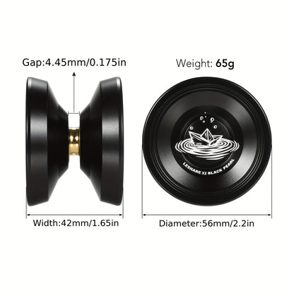 Professional Yoyo Alloy Aluminum YoYo Ball (Black With Golden) With Glove, Strings And Responsive Bearing Kit