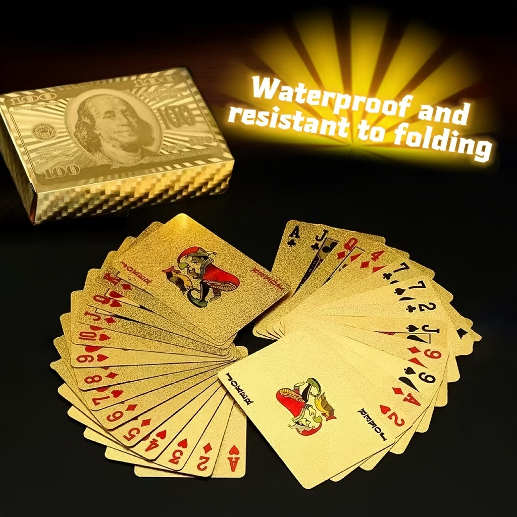 Waterproof and Flexible Golden Deck of Cards - High-Quality Plastic for Parties and Games