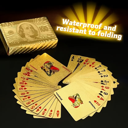 Waterproof and Flexible Golden Deck of Cards - High-Quality Plastic for Parties and Games