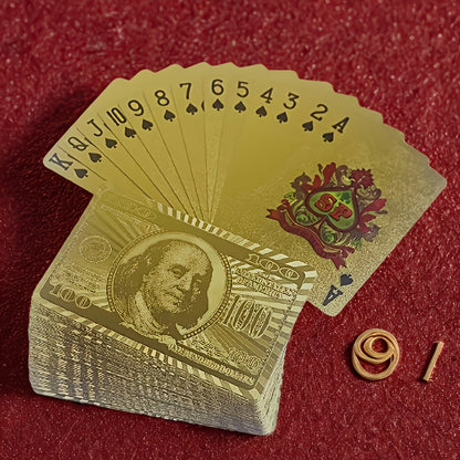 Golden Waterproof Plastic Playing Cards Deck, Flexible, High-Quality, Ideal for Parties and Games, Perfect Christmas and New Year Gift for Teens