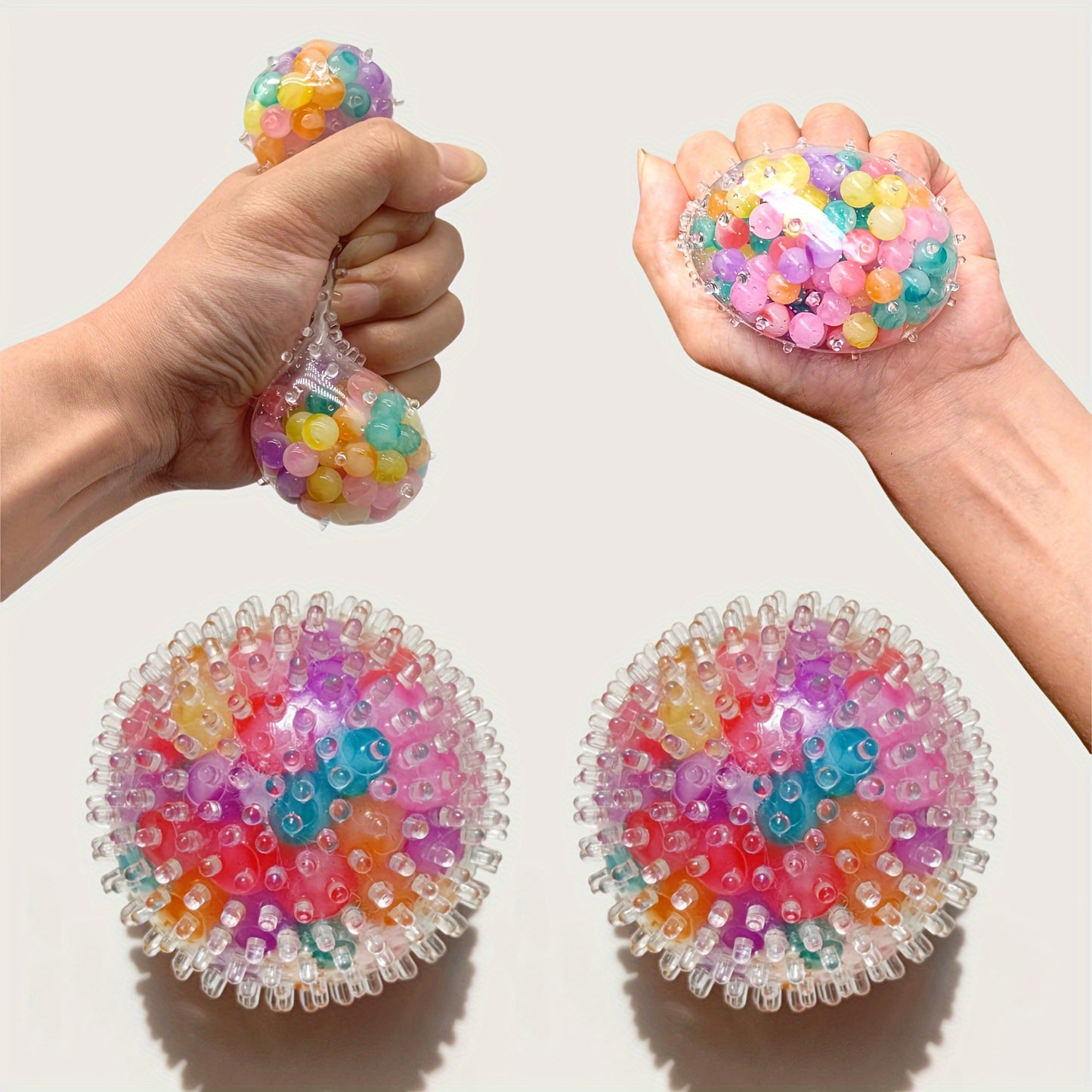 Colorful Stress Balls: Squishy Balls Filled with Water Gel Beads - Super Fun to Pull, Stretch & Squeeze - 2.36 inches - Perfect for Adults - Great Party Favors or Gifts
