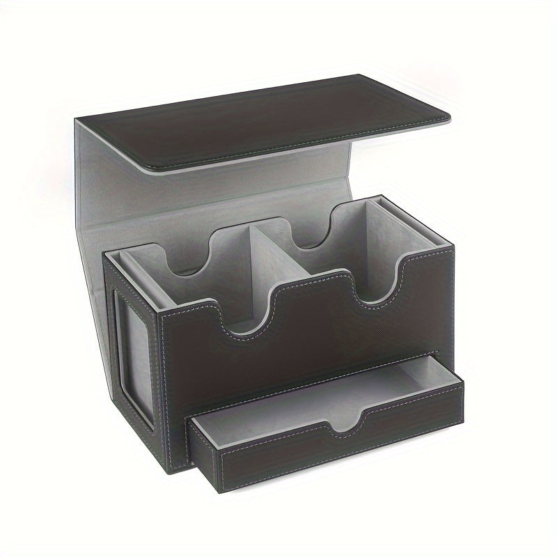 Premium Faux Leather Storage Box Faux Leather Flip-Top Premium Game Card Storage Box - Collector's Case for Trading Cards, Anime & Sports Star Cards