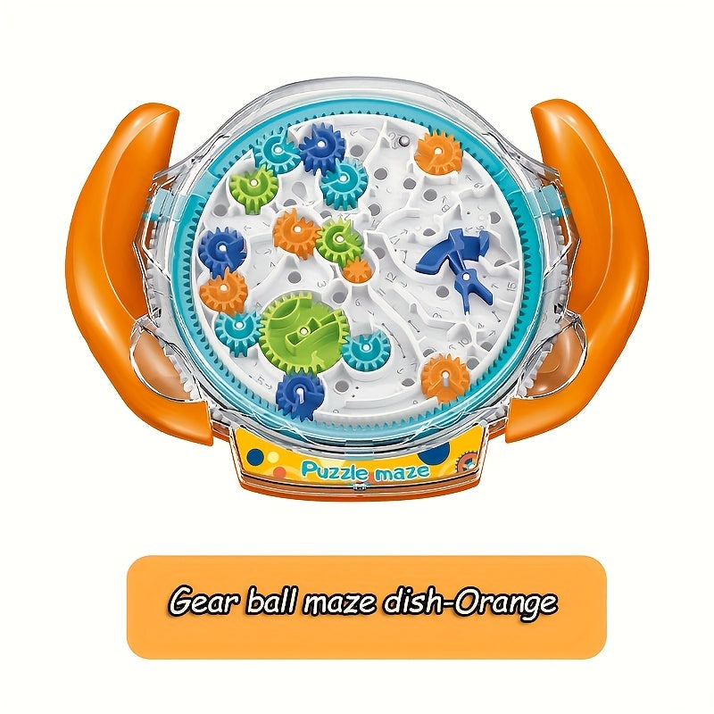 3D Maze Puzzle Ball Game for Youngsters – Blue & Orange Gear Labyrinth Toy with Marble Maze Design, Brain Teaser & Physical Activity Challenge, Durable ABS Material