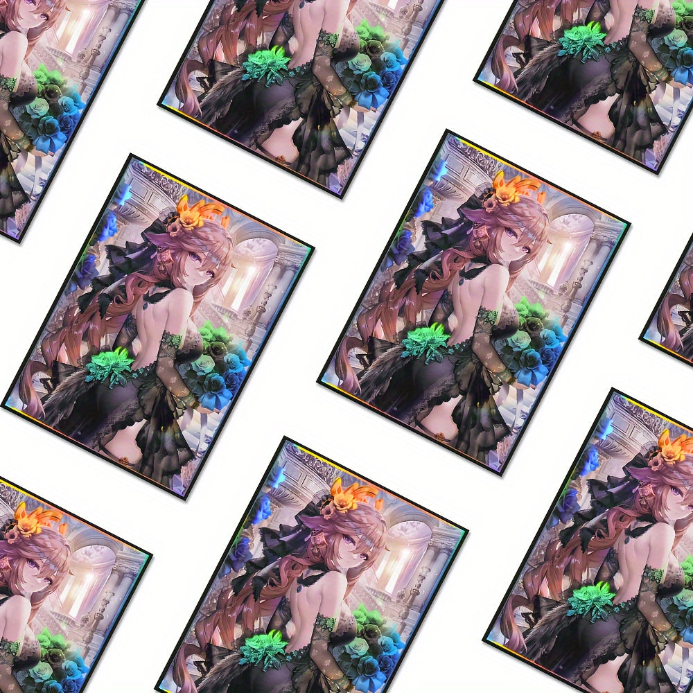 60pcs Holographic Anime Standard Card Sleeves for MTG, Board Game Trading Cards
