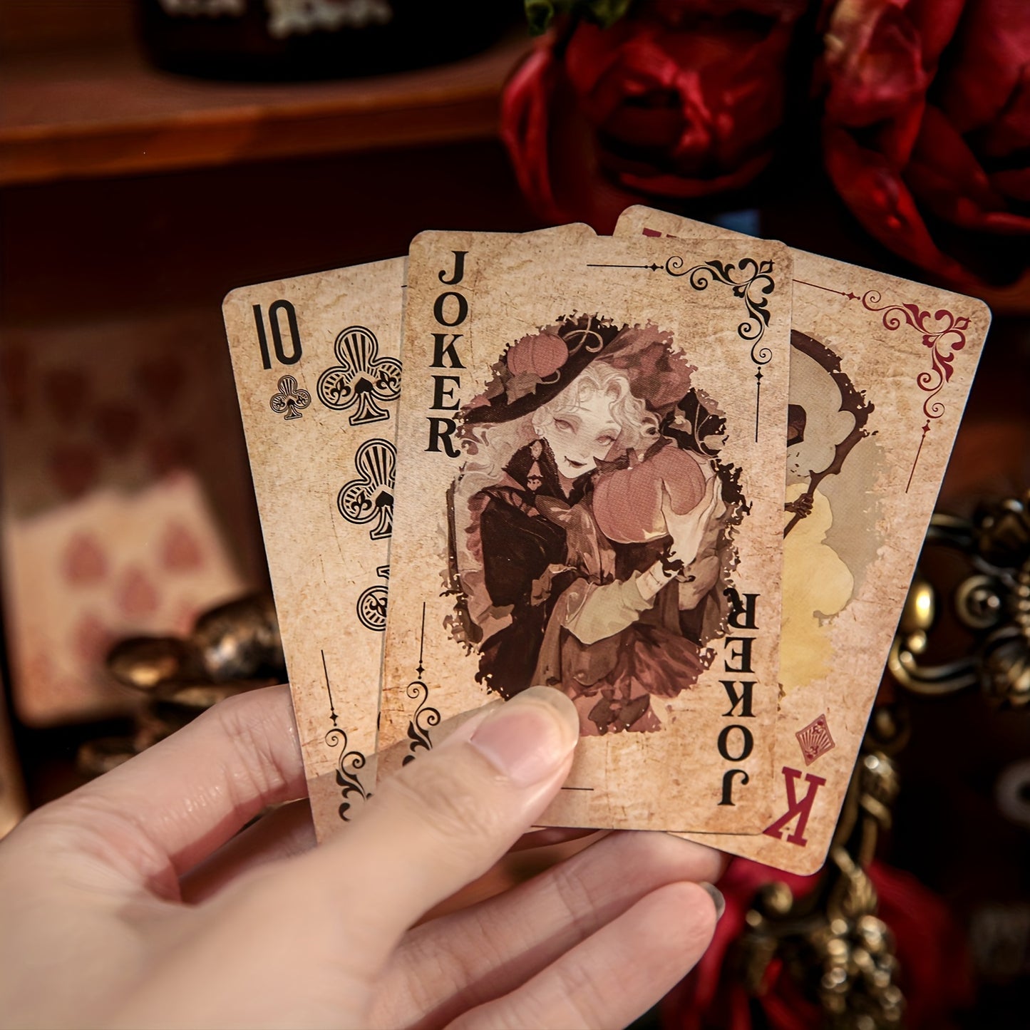 55pcs\u002Fbox Poker Cards Exquisite Retro Magic Dark Mysterious Style, Card Game Multiplayer Game Relaxation Entertainment Party Use Scrapbook Decoration