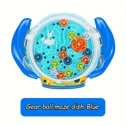 3D Maze Puzzle Ball Game for Youngsters – Blue & Orange Gear Labyrinth Toy with Marble Maze Design, Brain Teaser & Physical Activity Challenge, Durable ABS Material