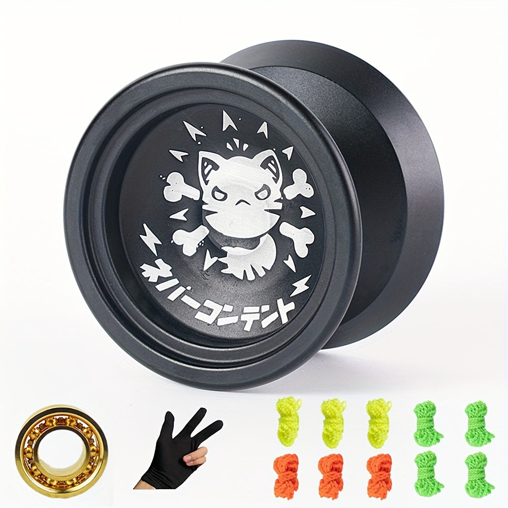 10 Strings Professional Aluminum Alloy Yo-Yo with Ball Bearing, Rope, Gloves, and Bearings