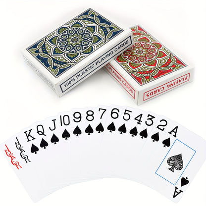Waterproof Large Print 2-Pack Jumbo Plastic Playing Cards - Poker Size Card Game Set for Adults & Seniors - Durable Boxed Deck, Math Game, Ideal for Christmas, Halloween, Thanksgiving Gifts