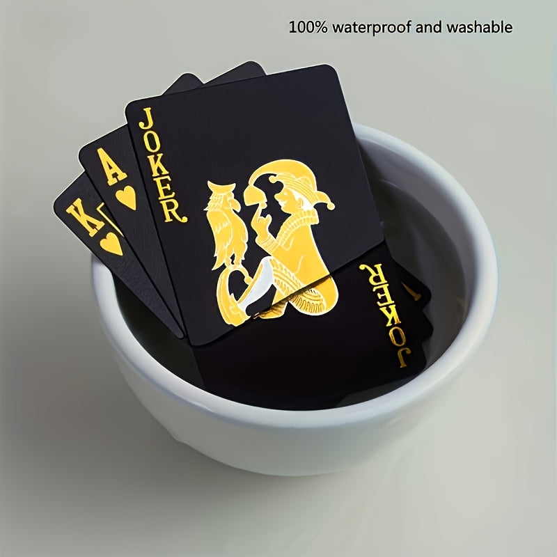 Poker Playing Cards, Set of 54 Collectible Playing Foil Poker Water Resistant, Luxury Black Cards, Limited Edition Black Foil Poker Cards, Family Interaction, Games, Gathering, Groups Activities