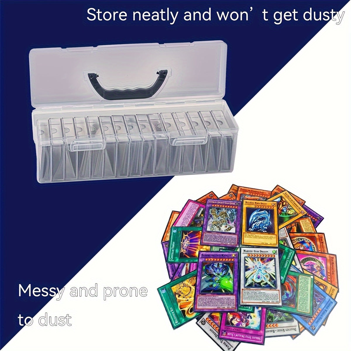 Trading Card Storage Box 900+ Baseball Card Boxes with 13 Independent Card Boxes, Each Can Hold 70 Cards Organizer Transparent Display Box Compatible with Various Cards\u002FSports Cards\u002FMTG