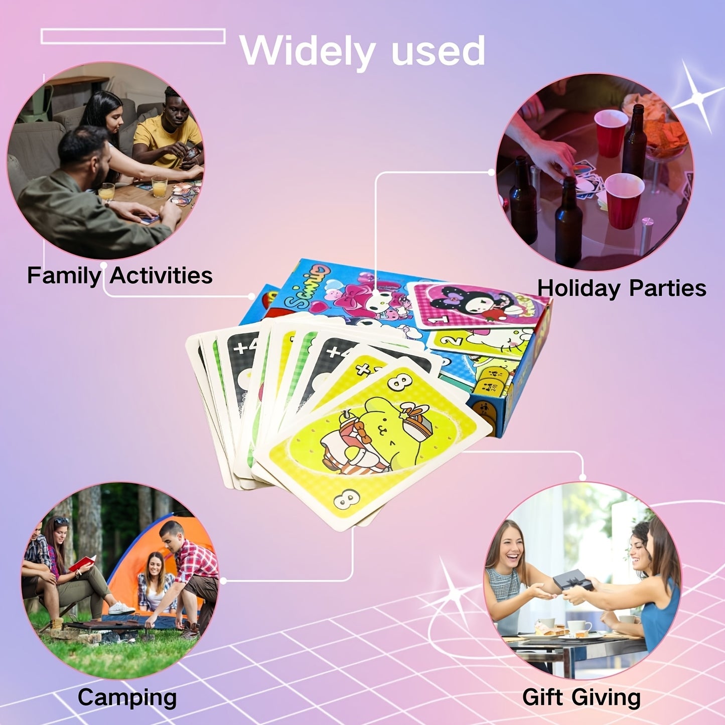 1pc\u002F2pcs Sanrio Elements Game Cards Fashionable and Exquisite Game Cards Suitable for Family Gatherings Outdoor Leisure Time Intellectual Game Exercise Memory Exercise Cards Collectible Cards Holiday Gifts