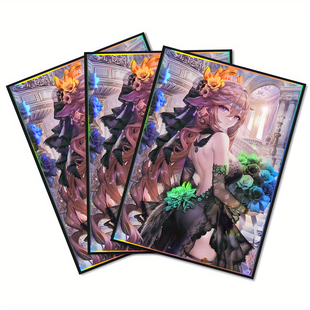 60pcs Holographic Anime Standard Card Sleeves for MTG, Board Game Trading Cards