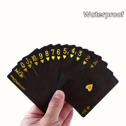Poker Playing Cards, Set of 54 Collectible Playing Foil Poker Water Resistant, Luxury Black Cards, Limited Edition Black Foil Poker Cards, Family Interaction, Games, Gathering, Groups Activities