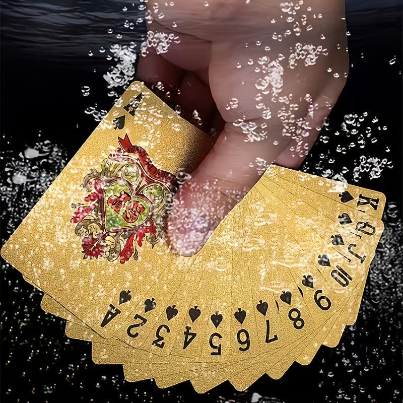 1 Deck Durable Golden Standard Cards 1 Deck Golden Standard Playing Cards - Durable Plastic, Waterproof, Bendable - Ideal for Teens, Party Games & Card Magic Tricks