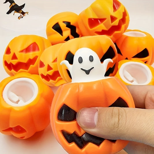 One Squishy Pumpkin Ghost Squeeze Toy Suitable for Both Kids And Adults, Perfect for Fidgeting. A Fun Sensory Ball for Entertainment, Games, And Parties, Ideal for Halloween And Christmas Gifts.