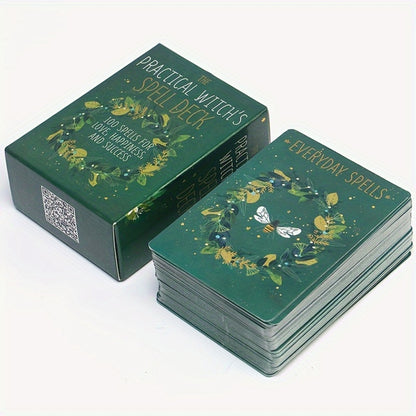 100pcs Spell Cards For Practical Witchcraft: An Oracle Deck For Magical Guidance Halloween Christmas Gift