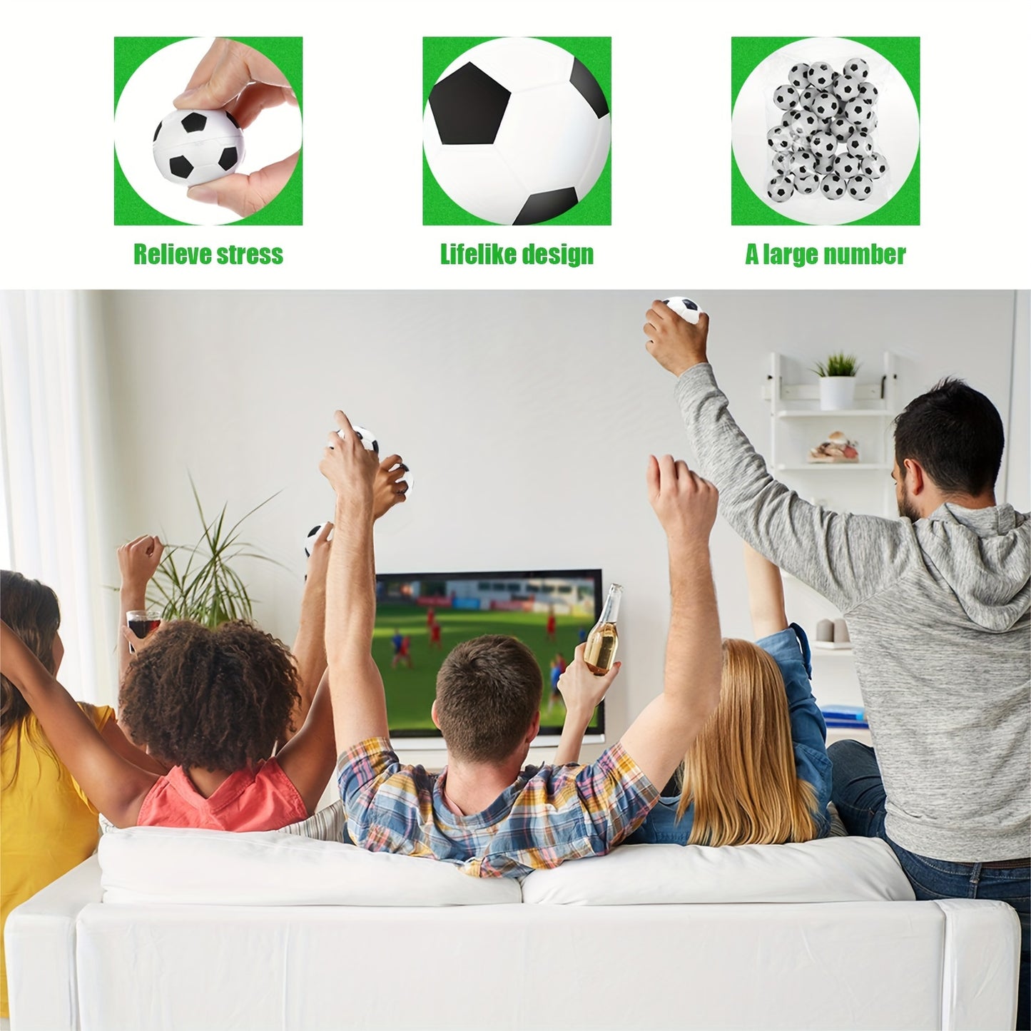 24pcs Mini Soccer Stress Balls - Soft Touch Polyurethane Foam Toys for Anxiety Relief, No Electricity Needed - Durable Squeeze Balls for Youngsters & Adults - Perfect Party Favors & Gifts