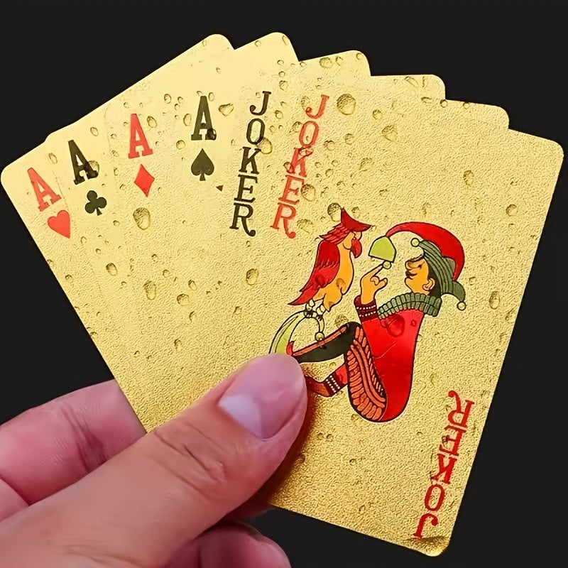 1 Deck Durable Golden Standard Cards 1 Deck Golden Standard Playing Cards - Durable Plastic, Waterproof, Bendable - Ideal for Teens, Party Games & Card Magic Tricks