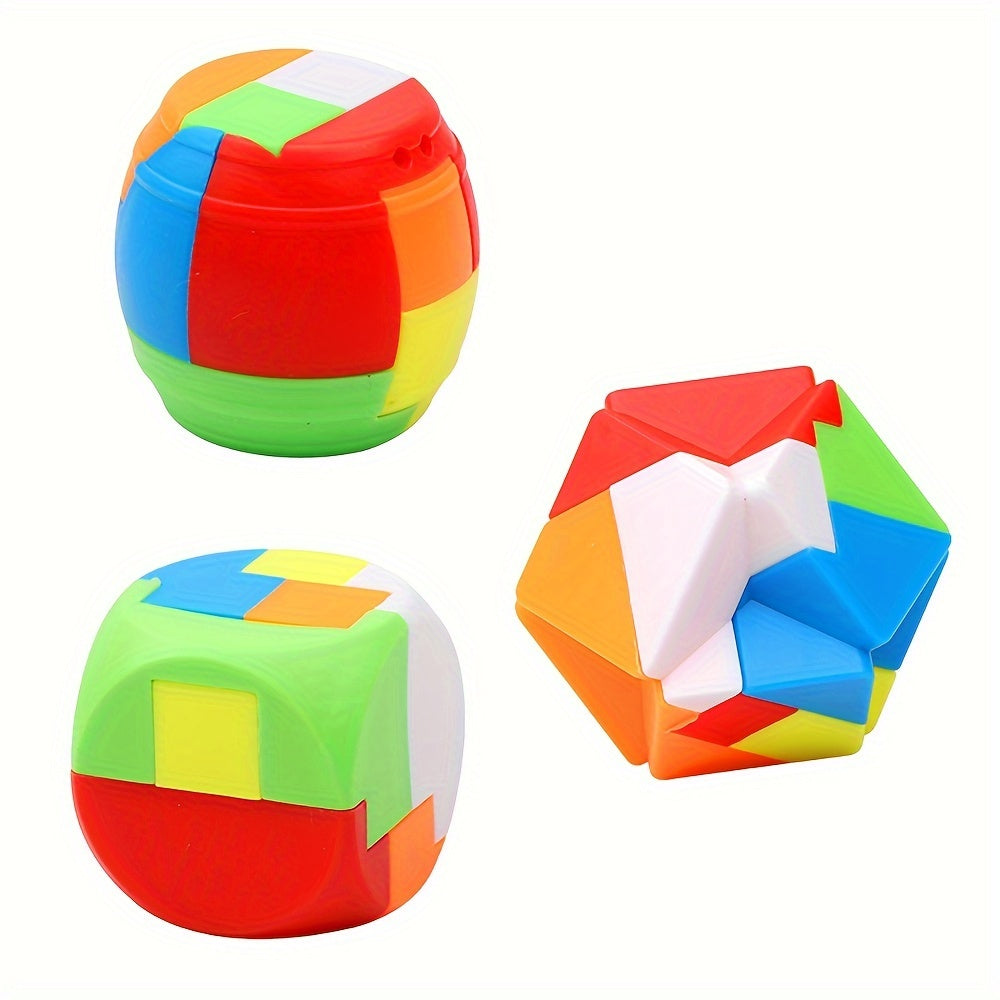 10-Piece Challenging Mind Games Puzzle Set - Durable Plastic Interlocks for IQ Boost & Logic Practice - Fun Fidget Toy with Exciting Random Designs for Pastime