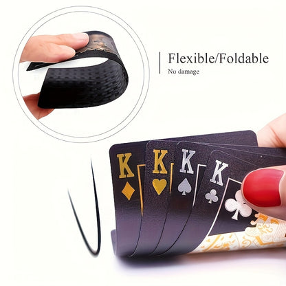 Poker Playing Cards, Set of 54 Collectible Playing Foil Poker Water Resistant, Luxury Black Cards, Limited Edition Black Foil Poker Cards, Family Interaction, Games, Gathering, Groups Activities