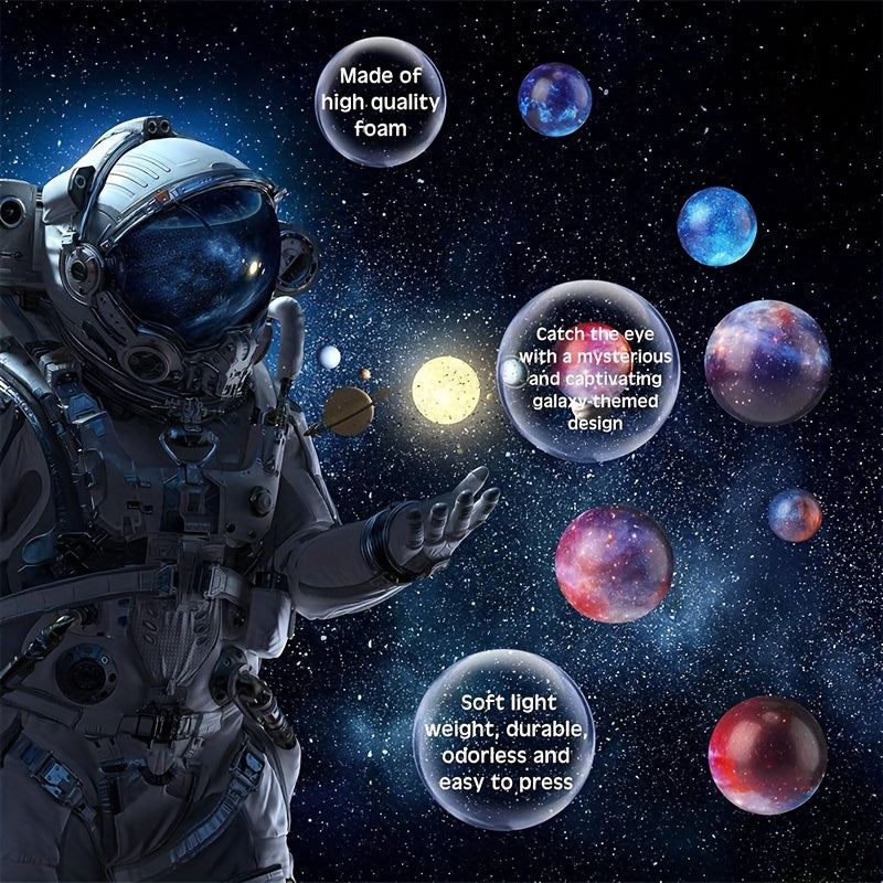 ROYLANZ 12pcs Galaxy Stress Balls - Space Theme Thermoplastic Polyurethane Squeeze Toys for, Finger Exercise, School Carnival, Party Favors, and Gifts for Kids and Children