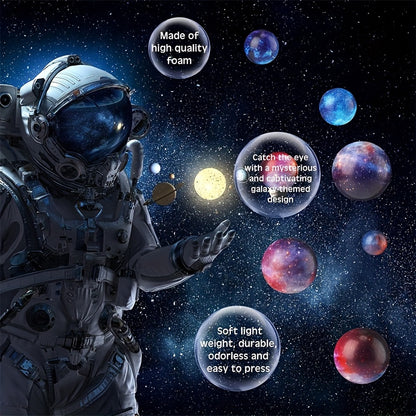 ROYLANZ 12pcs Galaxy Stress Balls - Space Theme Thermoplastic Polyurethane Squeeze Toys for, Finger Exercise, School Carnival, Party Favors, and Gifts for Kids and Children