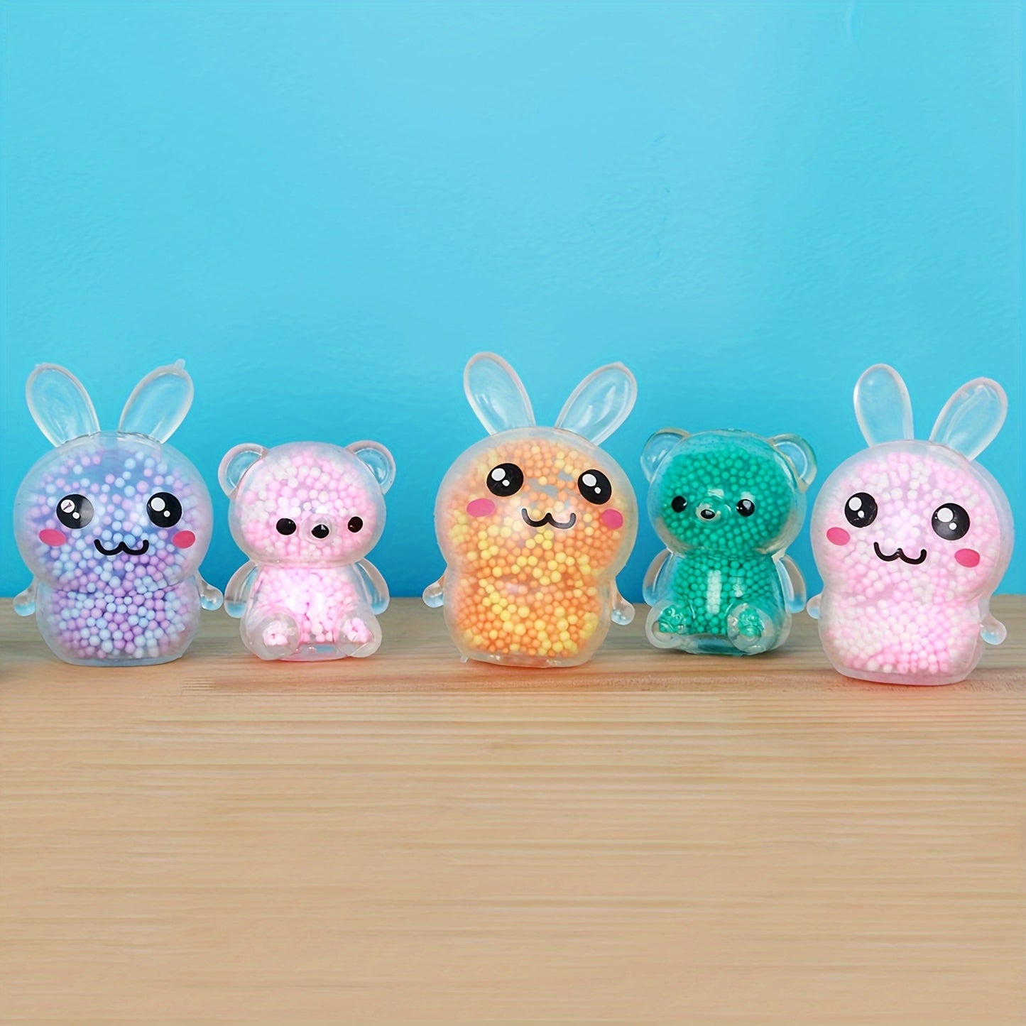 6pcs Colorful Easter Bunny Bear Stress Balls - Perfect Kids Easter Basket Stuffers & Party Favors!