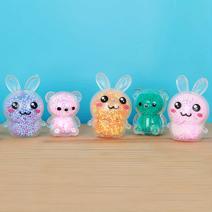 6pcs Colorful Easter Bunny Bear Stress Balls - Perfect Kids Easter Basket Stuffers & Party Favors!