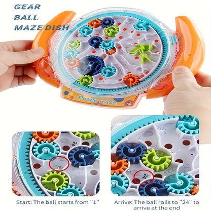 3D Maze Puzzle Ball Game for Youngsters – Blue & Orange Gear Labyrinth Toy with Marble Maze Design, Brain Teaser & Physical Activity Challenge, Durable ABS Material