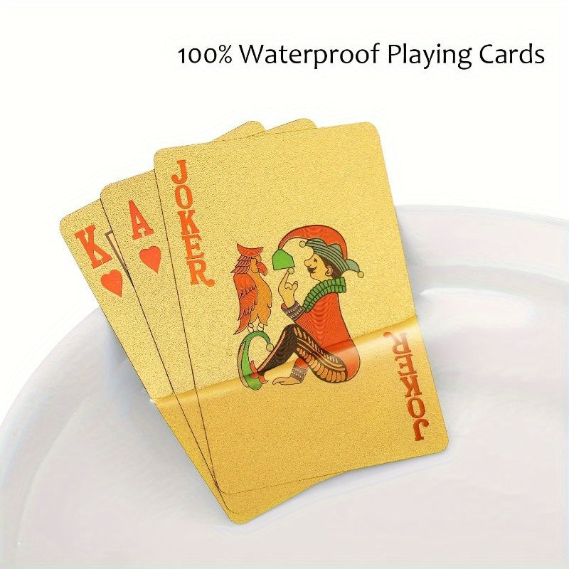 Two Sets of Waterproof Playing Cards, Ideal for Poker Games During Family Gatherings.